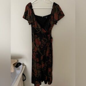 Lulus Midi Floral faux Wrap Dress